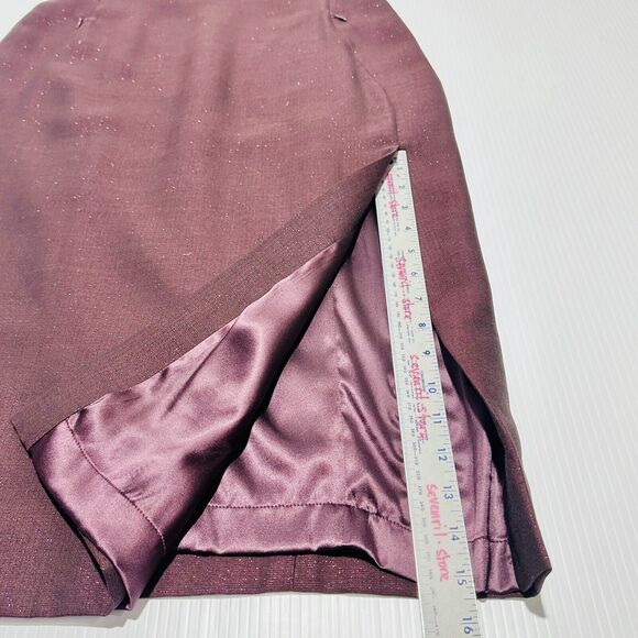 Akris Sheath Dress Women's 8 Marsala Shimmering Wool V-Neck Side Slit NWT $2490 - Picture 6 of 9